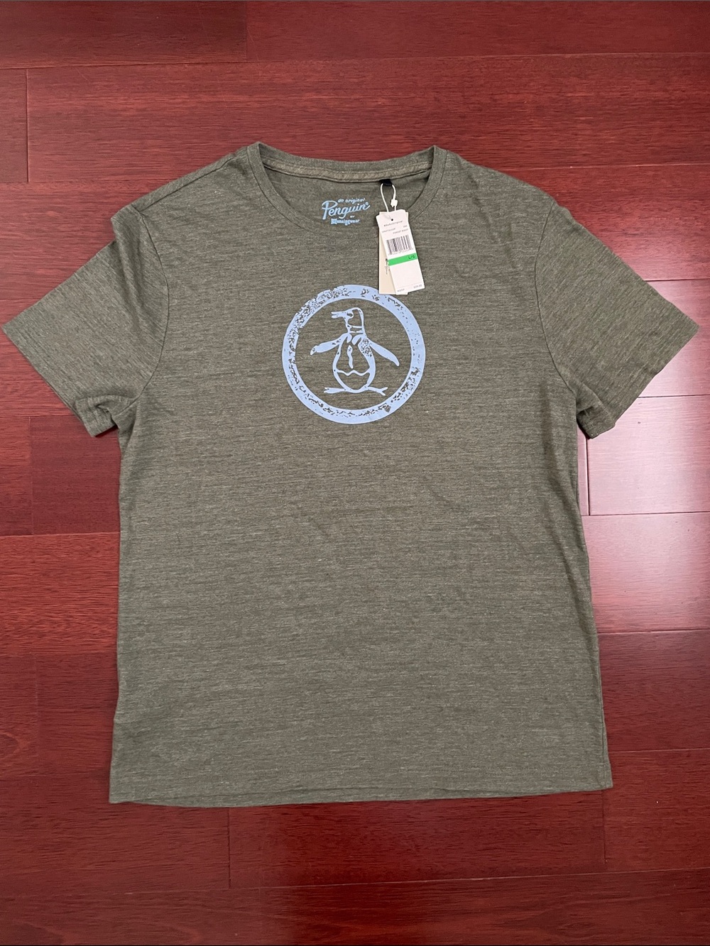 Original Penguin Men's Heather Olive Short Sleeve Logo Tee